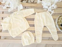 Load image into Gallery viewer, Mayoral 3 Piece 100% Cotton Take Home Cream Knit Set
