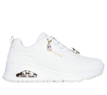 Load image into Gallery viewer, Skechers “Trendy Jewels” White/Gold Sneakers: Size 11 to 5
