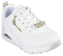 Load image into Gallery viewer, Skechers “Trendy Jewels” White/Gold Sneakers: Size 11 to 5
