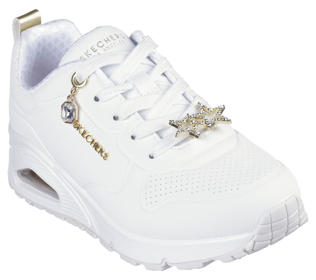 Skechers “Trendy Jewels” White/Gold Sneakers: Size 11 to 5