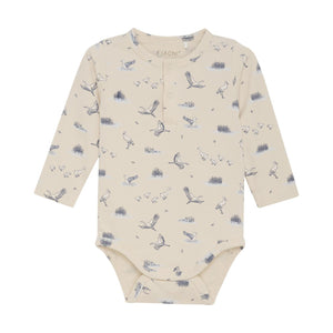 Fixoni Baby Organic Cotton Long Sleeved Onesie with Bird Print: Sizes: Preemie to 9M