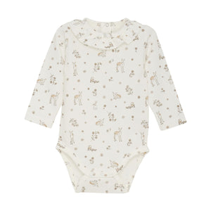 Fixoni Baby Organic Cotton Long Sleeved Onesie with Fawn/Bunny Print: Sizes: Preemie to 24M