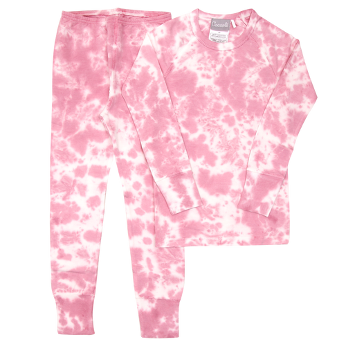 Coccoli Cotton Candy Pink Tie Dye Pajama Set: Size 2 to 14 Years