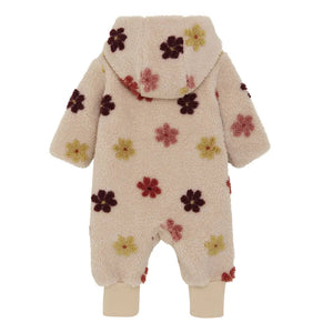 Minymo Baby Sherpa Bunting Suit w Daisy Print: Size 1M to 12M