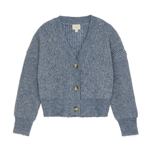 Creamie Cotton Knit Cardigan in Ocean Blue: Sizes 4/5 to 13/14 Years