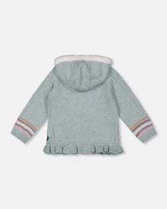 Deux Par Deux Hooded Soft Knit Cardigan: Sizes 2 to 8 Years