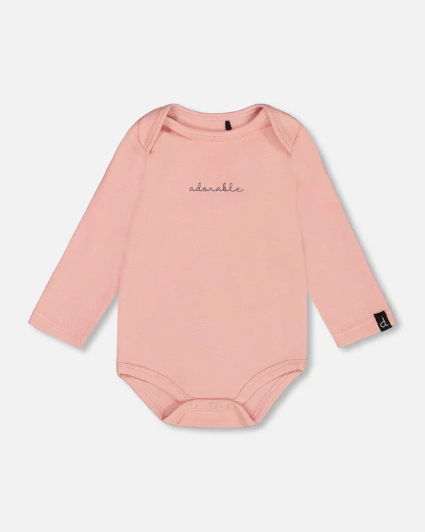 Deux Par Deux Organic Cotton Onesie in Peach: Sizes 3M to 24M