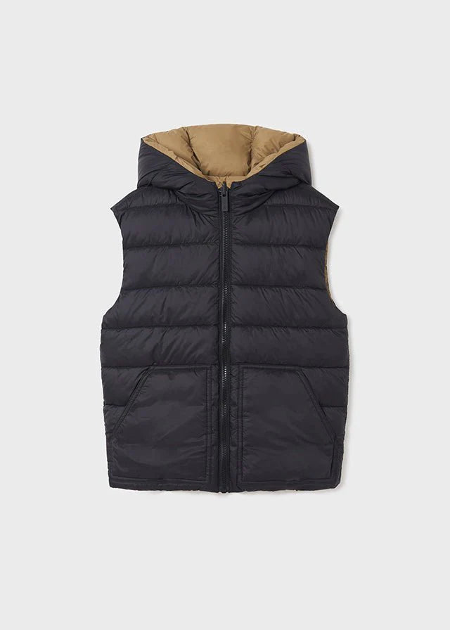 Nukutavake Boys Black Reversible Puffer Vest: Size 8 to 18 Years