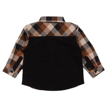 Load image into Gallery viewer, Nano Boy Button Down Shirt w Tie in Cocoa Brown Plaid: Size 2 to 14
