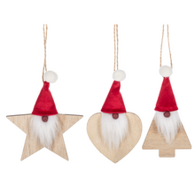 Load image into Gallery viewer, Ganz Santa Shapes Wood Ornaments: 3 Styles
