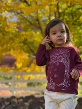 Load image into Gallery viewer, Ettie &amp; H “Jago” Long Sleeved Cotton Tee in Burgundy Trees Print: Size NB to 7 Years
