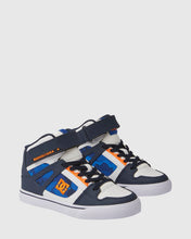 Load image into Gallery viewer, DC Pure High Top EV High Top Sneakers in Shady Blue/Orange: Size 10 to 7
