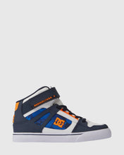 Load image into Gallery viewer, DC Pure High Top EV High Top Sneakers in Shady Blue/Orange: Size 10 to 7
