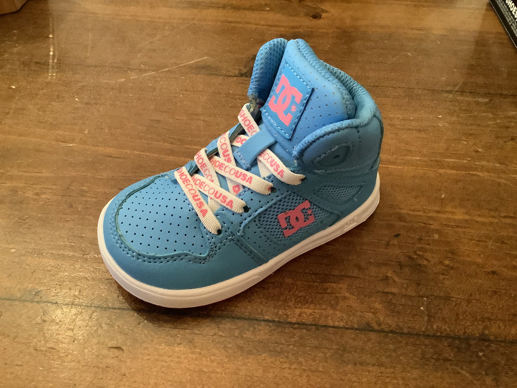 DC Toddler High Top Sneakers in Light Blue/Pink: Size 5 to 10