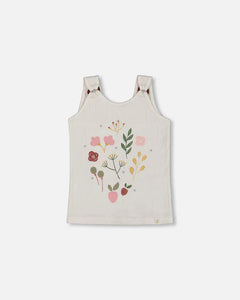 Deux Par Deux Crinkle Jersey Floral Graphic Tank Top: Size 2 to 10