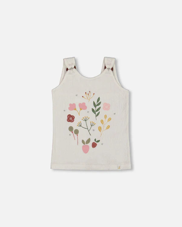 Deux Par Deux Crinkle Jersey Floral Graphic Tank Top: Size 2 to 10