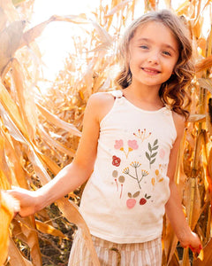 Deux Par Deux Crinkle Jersey Floral Graphic Tank Top: Size 2 to 10