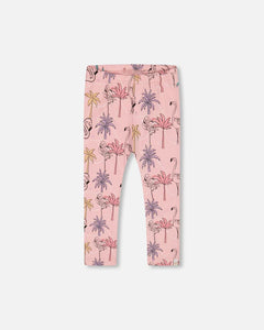 Deux Par Deux Flamingos and Palm Tree Print Capri Leggings: Size 2 to 10