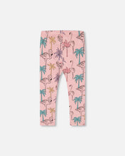 Load image into Gallery viewer, Deux Par Deux Flamingos and Palm Tree Print Capri Leggings: Size 2 to 10

