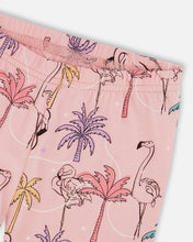 Load image into Gallery viewer, Deux Par Deux Flamingos and Palm Tree Print Capri Leggings: Size 2 to 10
