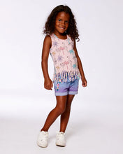 Load image into Gallery viewer, Deux Par Deux Flamingos and Palm Tree Print Tank Top with Fringe: Size 2 to 10
