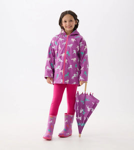 Hatley Leaping Horses Color Change Zip-Up Rain Jacket: Size 2 to 12