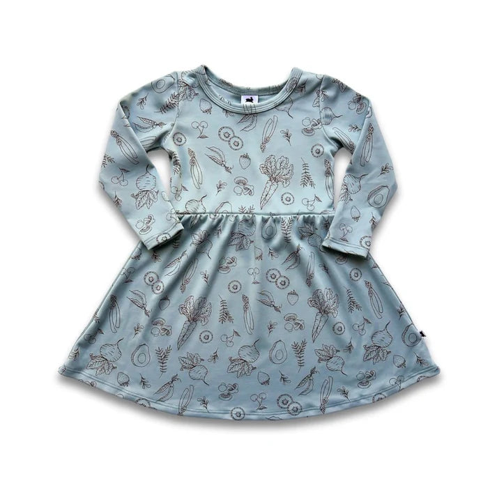 Little & Lively “Market Veggies” Daphne Bamboo Cotton Dress MADE IN CANADA: Size 1/2T to 9/10