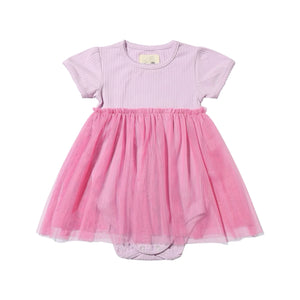 Vignette Baby Girl “Penelope” Onesie Dress with Tutu in Pink: Size 0/3M to 18/24M