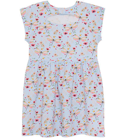 Minymo Organic Bamboo Cotton Dragonfly Print Dress on Sky Blue: Size 24M to 8