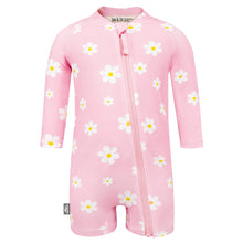 Load image into Gallery viewer, Jan &amp; Jul One Piece UV Sun Suit in Pink Daisy: Size 2/3 to 3/4 Years
