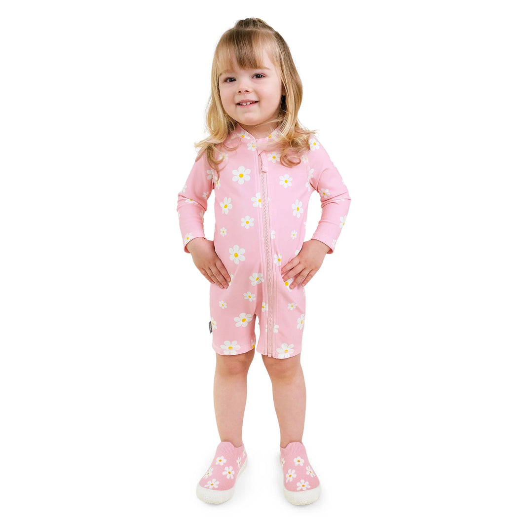 Jan & Jul One Piece UV Sun Suit in Pink Daisy: Size 2/3 to 3/4 Years