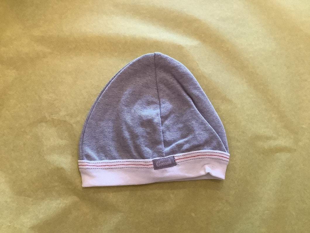Coccoli Baby Cotton Cap in Grey Stripes: Size N/1M to 3/6M