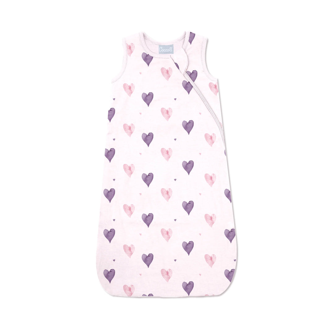 Coccoli Modal Sleepsack TOG 1.5 in Pink and Purple on Pink Print: Size NB to 36M
