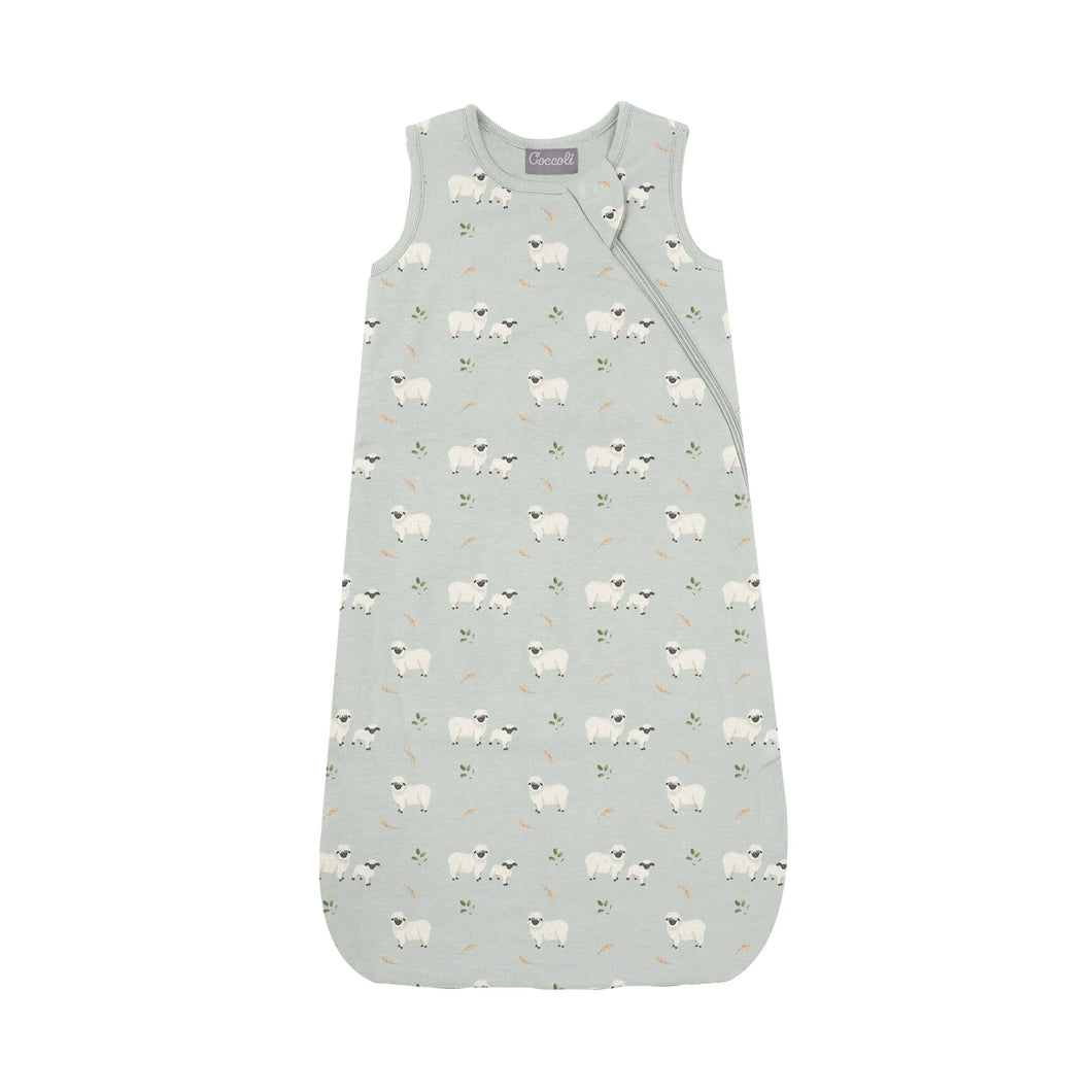 Coccoli Modal Sleepsack TOG 1.5 in Lambs on Blue Print: Size NB to 36M