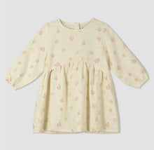 Load image into Gallery viewer, Ettie &amp; H Long Sleeved Cotton Gauze Dress in Ivory Leaves Pattern: Sizes 0/3M to 24M
