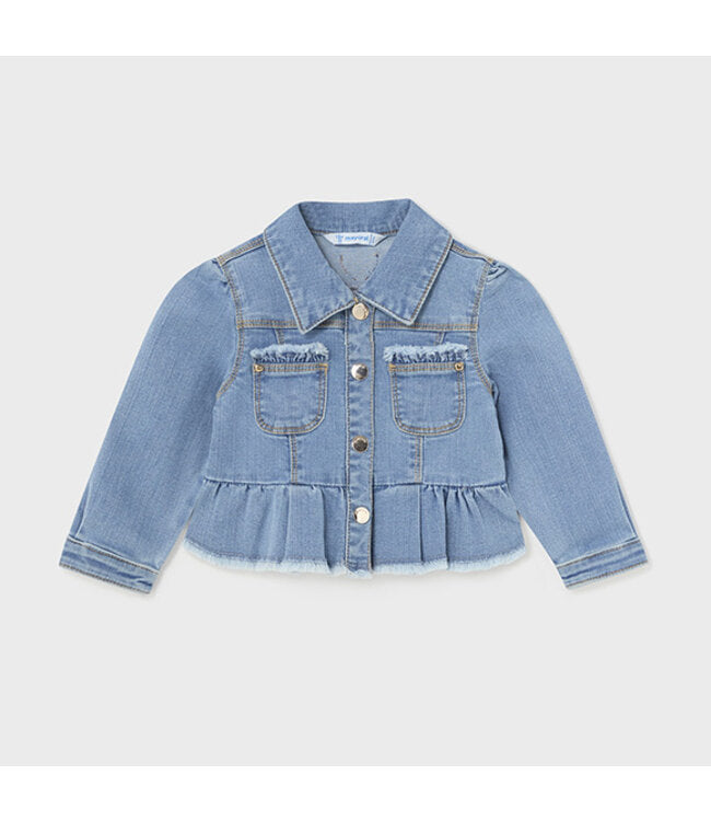 Mayoral Baby Girl Ruffled Denim Jacket Size 6M to 24M Peggy Sues Kids