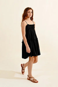 Molly Bracken Mini Dress with Thin Straps in Black: Size 8 to 16 Years