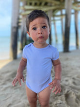 Load image into Gallery viewer, Me &amp; Henry “Walty” Short Sleeved Striped Onesie in Blue : Size 0/3M to 18/24M
