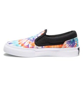 DC Kids Manual Slip On Sneakers in Primary Tie Dye : Size 10.5 to 3.5