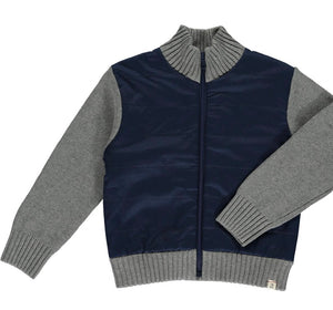 Me & Henry Zip Up Fleece Lined Sweater Jacket in Grey/Navy : Size 2/3 to 8/9