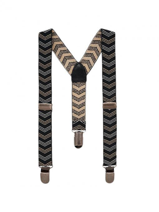 Mayoral Baby Suspenders Navy w Yellow and White Chevron Pattern