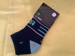 Nano Athletic Ankle Socks Lavender/Aqua Stripes : Size 4/6 to 7/8