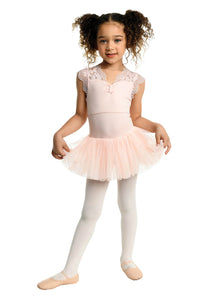 Danz n Motion Cap Sleeve Lace Dress w/Attached Tutu in Pink