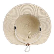 Load image into Gallery viewer, Calikids Straw Hat with Floral Ribbon and Chin Strap : Size Toddler to Junior
