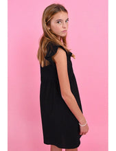 Load image into Gallery viewer, Mini Molly Woven Dress with Ruffle Detail in Black: Size 8 to 16
