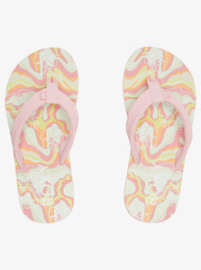Roxy Girl “Vista Loreto” Retro Swirl Floral Flip Flops : Size 11 to 3