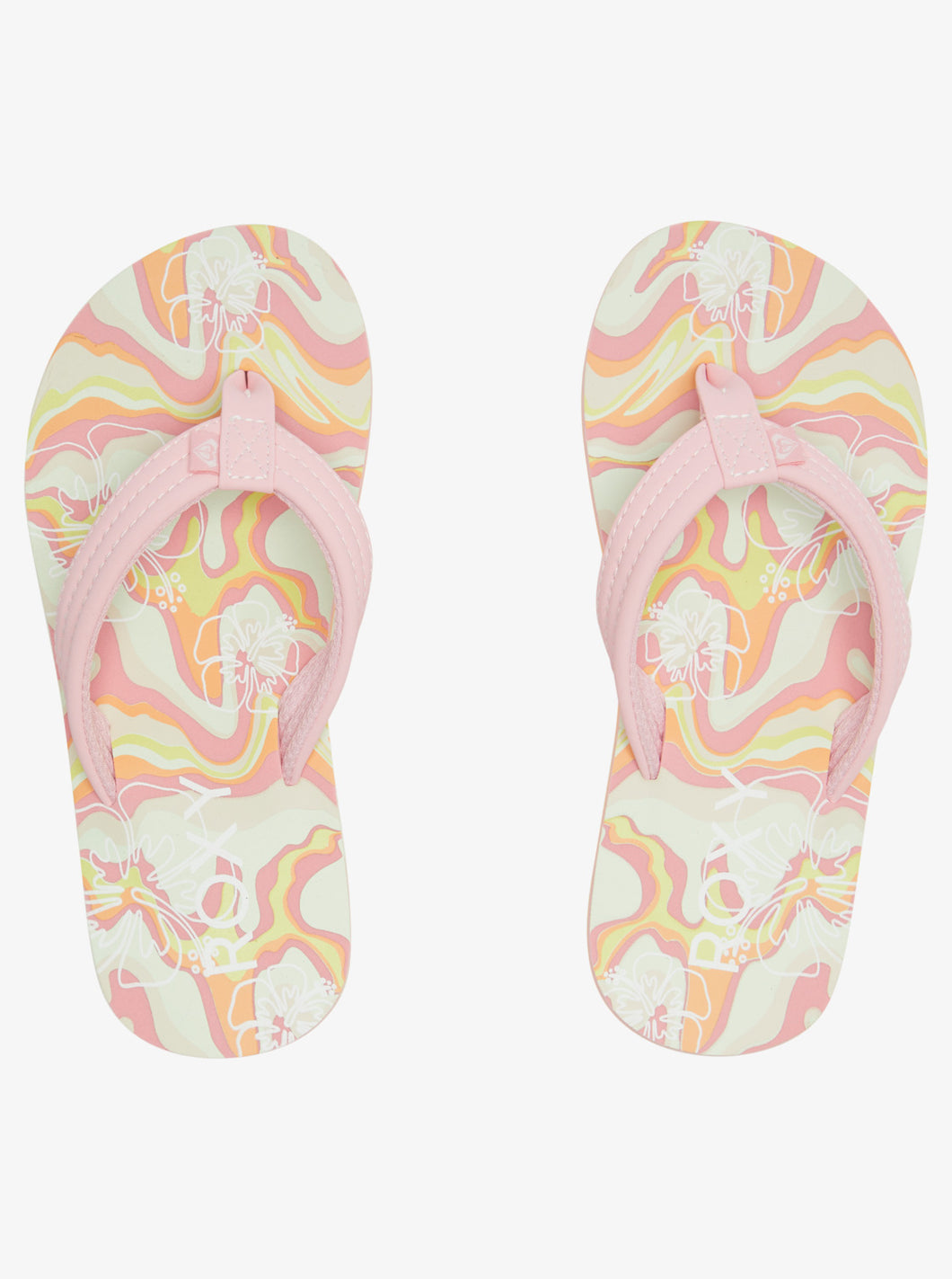 Roxy Girl “Vista Loreto” Retro Swirl Floral Flip Flops : Size 11 to 3