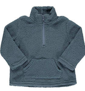 Me & Henry Baby Sherpa Fleece Half Zip Pullover Sweater in Steel Blue : Size 0/3M to 18/24M