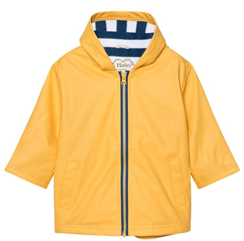 Hatley Yellow With Navy Stripe Lining Splash Jacket for Baby : Size 9m to 24m