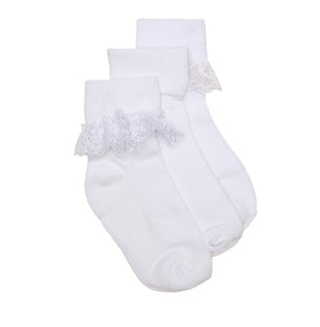 Trimfit 3 Pack Lace Ruffle White Ankle Socks